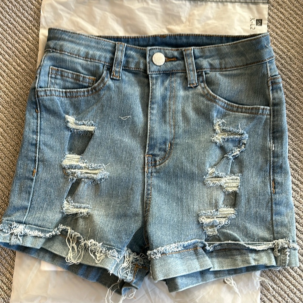 SHEIN teen size 12-13 Y distressed jean shorts never worn
